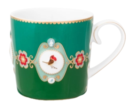 Mug Pip Studio Love Birds Medallion Emerald-Green 150 ml (Set of 6) '24