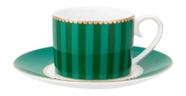 Espresso Mug & Saucer Pip Studio Love Birds Stripes Emerald-Green 125 ml '24