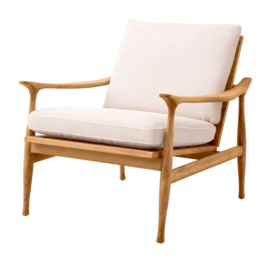 Tuinstoel Eichholtz Outdoor Manzo Natural Teak Flores Off-White Incl Cushions