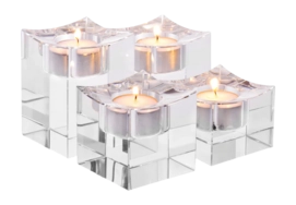 Theelichthouder Eichholtz Giancarlo Low Crystal Glass (Set van 4)