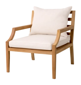 Tuinstoel Eichholtz Outdoor Hera Natural Teak Flores Off-White
