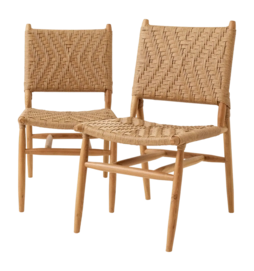 Tuinstoel Eichholtz Outdoor Laroc Natural Teak Faux Rattan (Set van 2)
