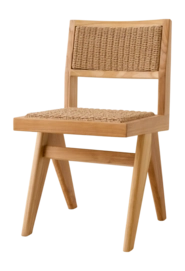 Tuinstoel Eichholtz Outdoor Niclas Natural Teak Natural Weave Faux Rattan