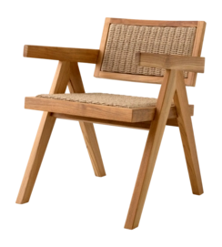 Tuinstoel Eichholtz Outdoor Kristo Natural Teak Natural Weave Faux Rattan