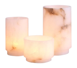 Theelichthouder Eichholtz Leonidas Alabaster (Set van 3)
