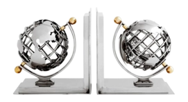 Boekensteun Eichholtz Globe Nickel Finish Polished Brass (Set van 2)