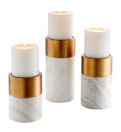 Kaarshouder Eichholtz Sierra White Marble Brass Finish (Set van 3)