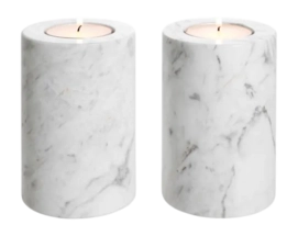 Theelichthouder Eichholtz Tobor S White Marble (Set van 2)