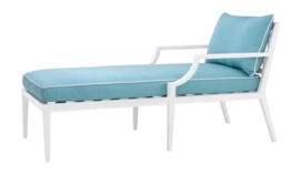Ligbed Eichholtz Outdoor Chaise Longue Bella Vista White Sunbrella Mineral Blue