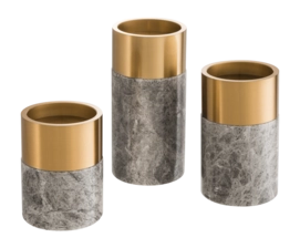 Kaarshouder Eichholtz Sierra Grey Marble Brass Finish (Set van 3)