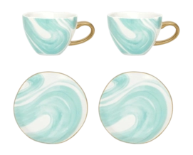 Koffie- en theeset Urban Nature Culture Good Morning Cup and Plate Valuri Emerald Green 250 ml (Set van 4)