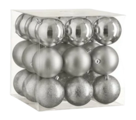 Kerstballen House of Seasons Unbreakable Zilver 8 cm (27 Stuks)