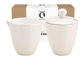 Set da 2 Tè Bricco latte e Zuccheriera in porcellana vtwonen, Bianco Madreperla