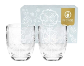 Waterglas Pip Studio Flower White 280ml (Set van 2)
