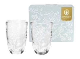 Longdrinkglas Pip Studio Flower White 400ml (Set van 2)