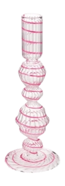 Kandelaar Pip Studio Glass Swirl Medium Pink 22cm