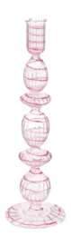 Kandelaar Pip Studio Glass Swirl Large Pink 28cm