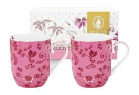 Mok Pip Studio Jolie Flowers Pink 145ml (Set van 2)