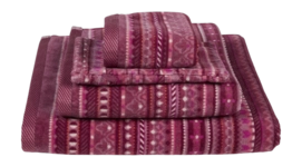 Duschtuch Pip Studio Geometric Print Dark Pink (Set von 3 Stück)