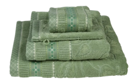 Douchelaken Pip Studio Jasmin Jacquard Green (Set van 3)