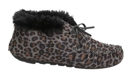 Hausschuhe Damen Ruby Brown Leoparden Muster Grau