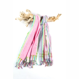 Kikoy Pure Kenya Towel Multi Stripes Pink (Badstof)