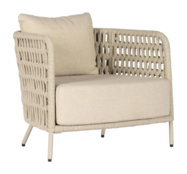 Loungestoel Borek Rapallo Fauteuil Alu Chalk / Rope White Taupe / Dune