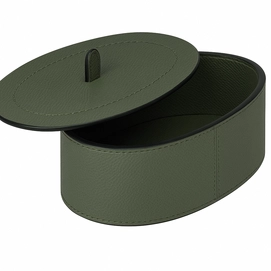 Trinket Box Giobagnara Harris Short Oval Small Printed Calfskin Golf Loden Green
