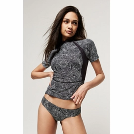 Zwemshirt O'Neill Women Print Short Sleeve Skins Black Aop w/ White
