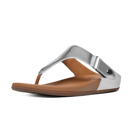 FitFlop Gladdie Toe-Post Metallic PU Silver