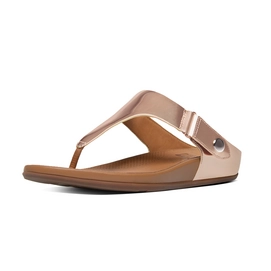 FitFlop Gladdie Toe-Post Metallic PU Rose Gold