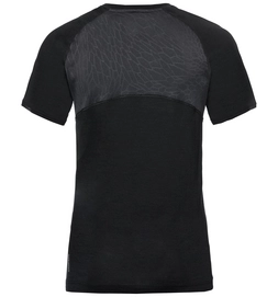 Ondershirt Odlo Women BL Top Crew Neck S/S Koya Ceramiwool Print Black Placed Print Ss18