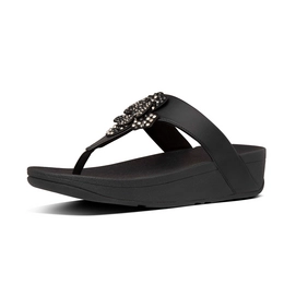 Zehentrenner FitFlop Lottie Corsage Toe Thongs All Black