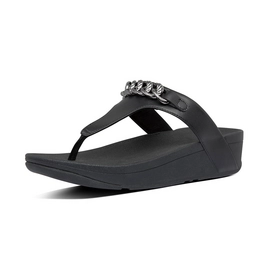FitFlop Lottie Chain Toe-Thongs All Black Damen