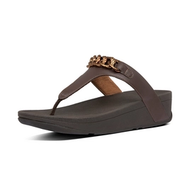 FitFlop Lottie Chain Toe-Thongs Chocolate Brown Damen