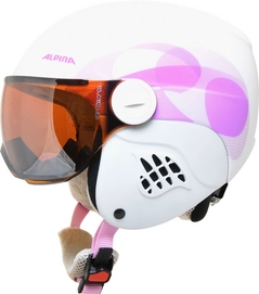 Skihelm Alpina Carat L.E. Visor HM Kids White Pink Clouds Matt