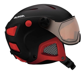 Skihelm Alpina Attelas Visor QVM Black Red Matt