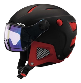Skihelm Alpina Attelas Visor VHM Black Red Matt