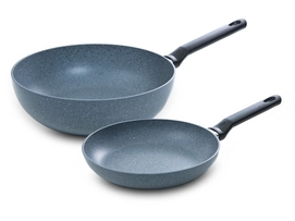Pannenset BK Granite Koekenpan 24 cm & Wokpan 28 cm (2-delig)