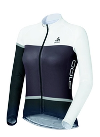 Fietsshirt Odlo Women Standup Collar L/S Full Zip Telegraphe Odlo Graphite Grey Black