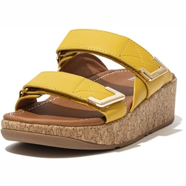 FitFlop Women Remi Adjustable Slides Leather Sunshine Yellow