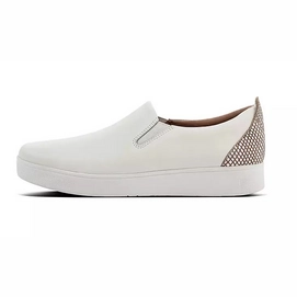FitFlop Women Sania Exotic Back Tab Embossed Skate Bright White Mix