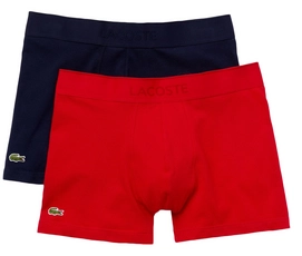 Boxershort Lacoste Men Pique Navy Blauw / Rood (Set van 2)