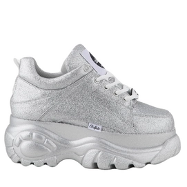 Sneaker Buffalo 1338-14 Silver Glitter Textile Leather Damen