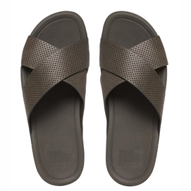 Sandaal FitFlop Surfer™ Perf Slide Leather Men Khaki