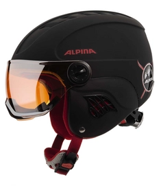 Skihelm Alpina Carat L.E. Visor HM Kids Black Red Matt