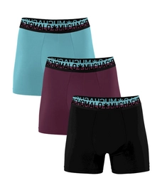 Boxershort Muchachomalo Men Cotton Solid Black/Purple/Blue (3-Pack)