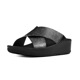 FitFlop Crystall Slide Microfiber Black Silver