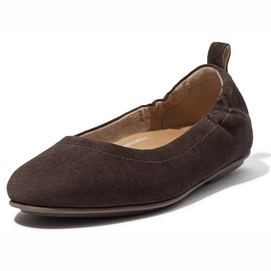 FitFlop Women Allegro Ballerina Suede Chocolate Brown