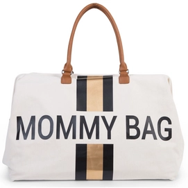 Sac à Langer Childhome Mommy Bag Big Canvas Off White Stripes Noir Doré